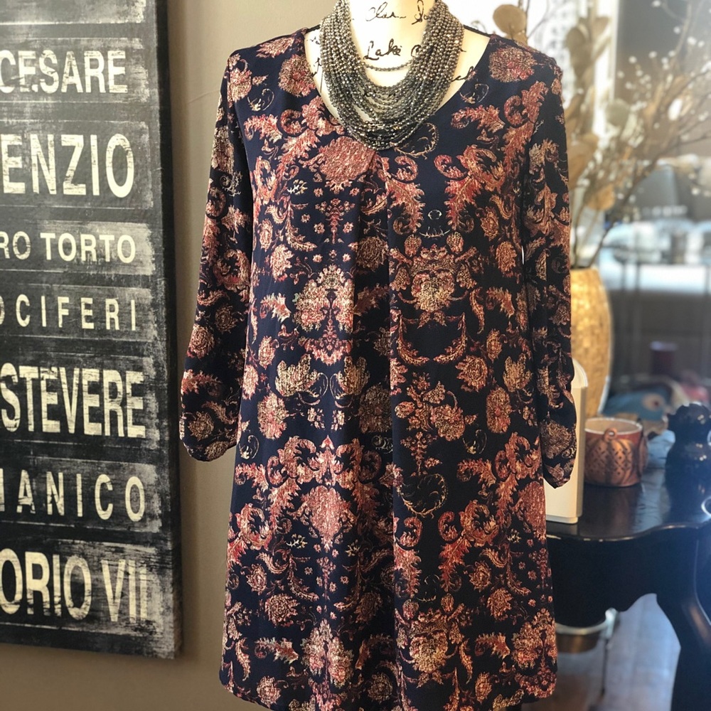 Lush Navy Floral Dress